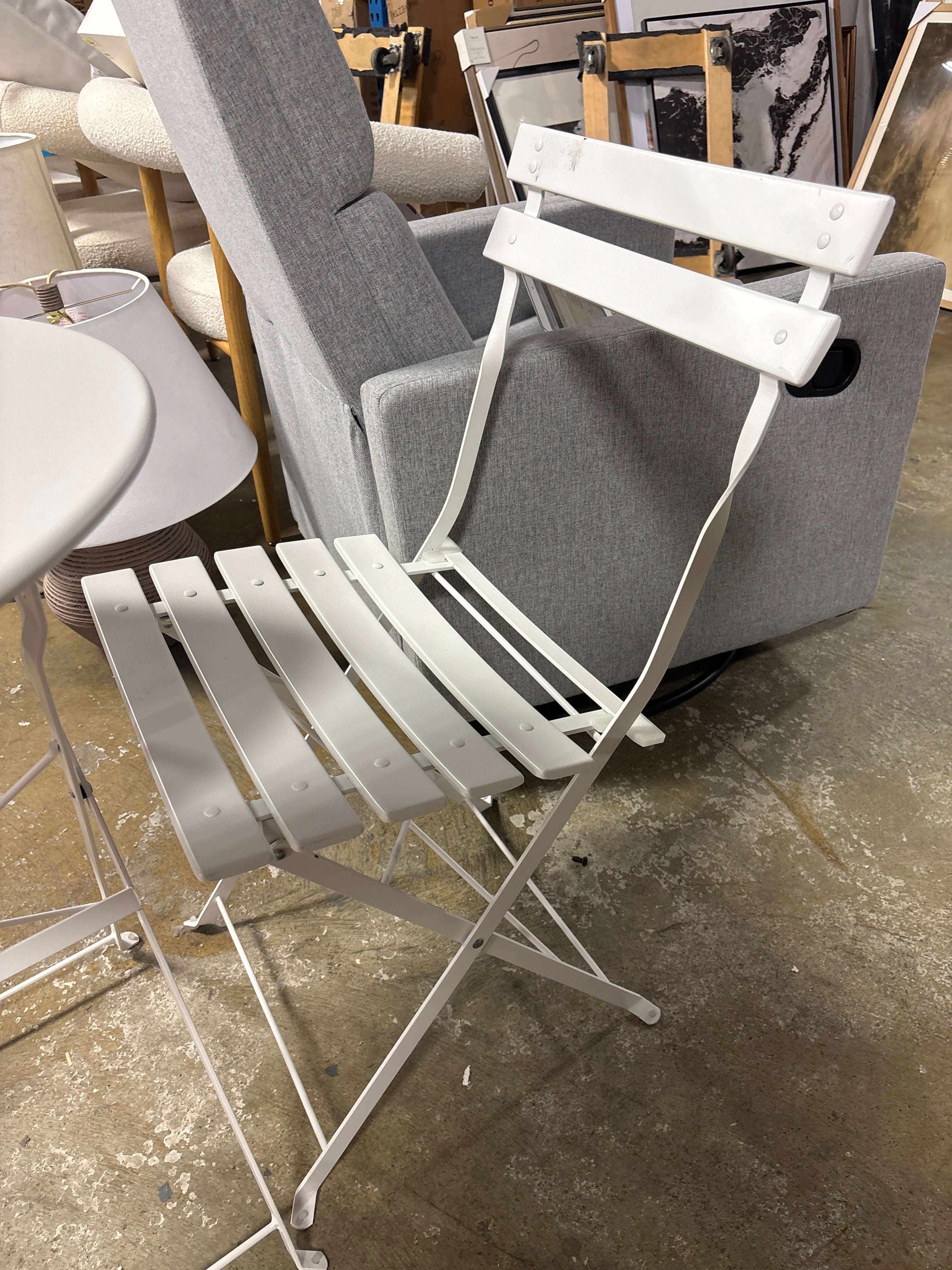 Premium Steel Frame Patio Bistro Set - White SHOWROOM ITEM