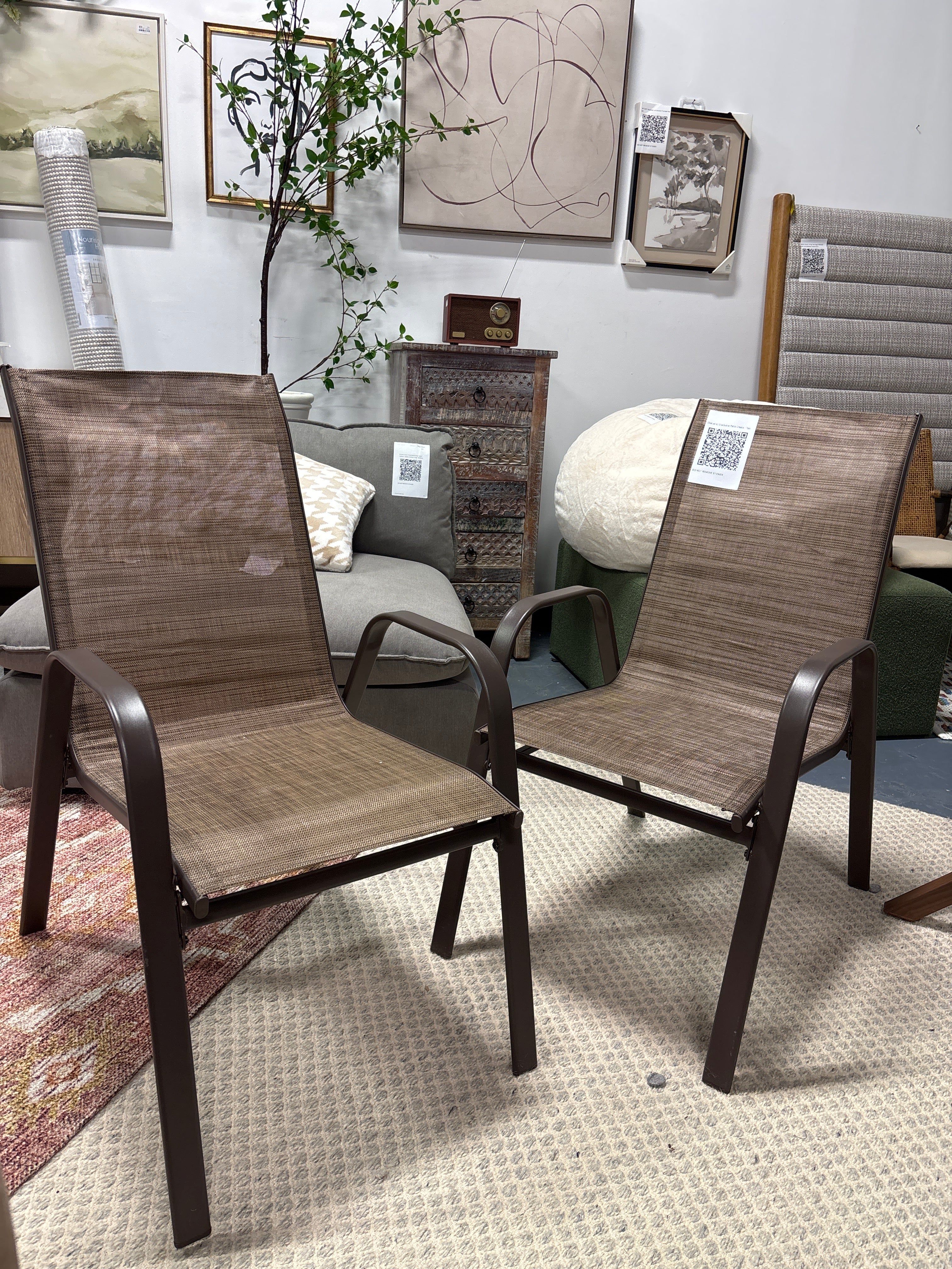 (Set of 4) Stackable Patio Chairs - Tan SHOWROOM ITEM