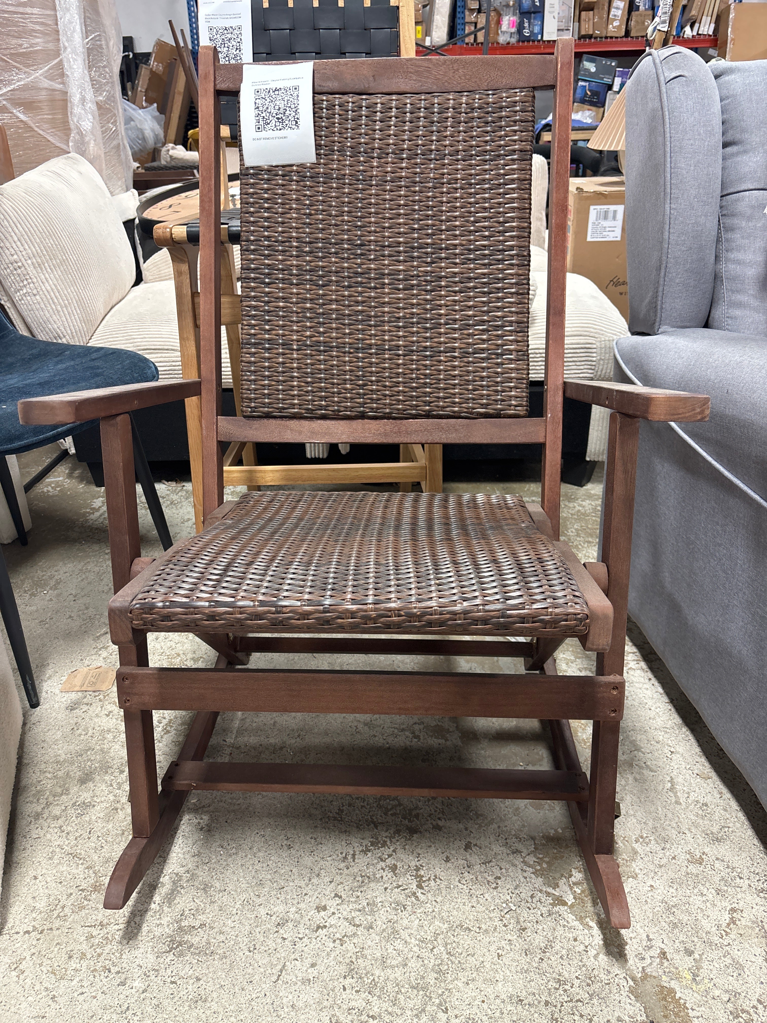 Plow & Hearth - Claytor Folding Eucalyptus Outdoor Rocker SHOWROOM ITEM