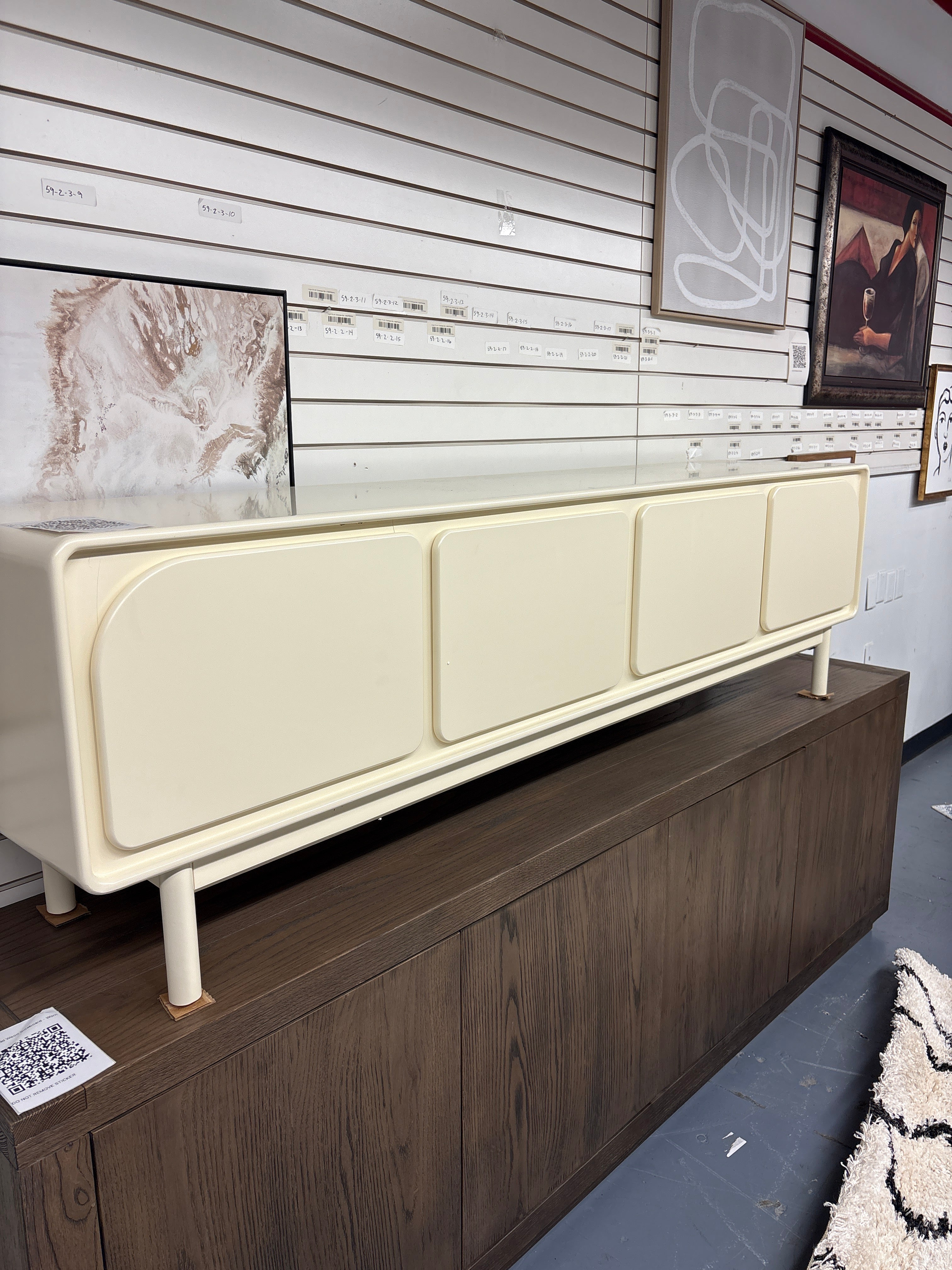 78.7"W Modern Storage TV Stand Beige Style Sideboard SHOWROOM ITEM