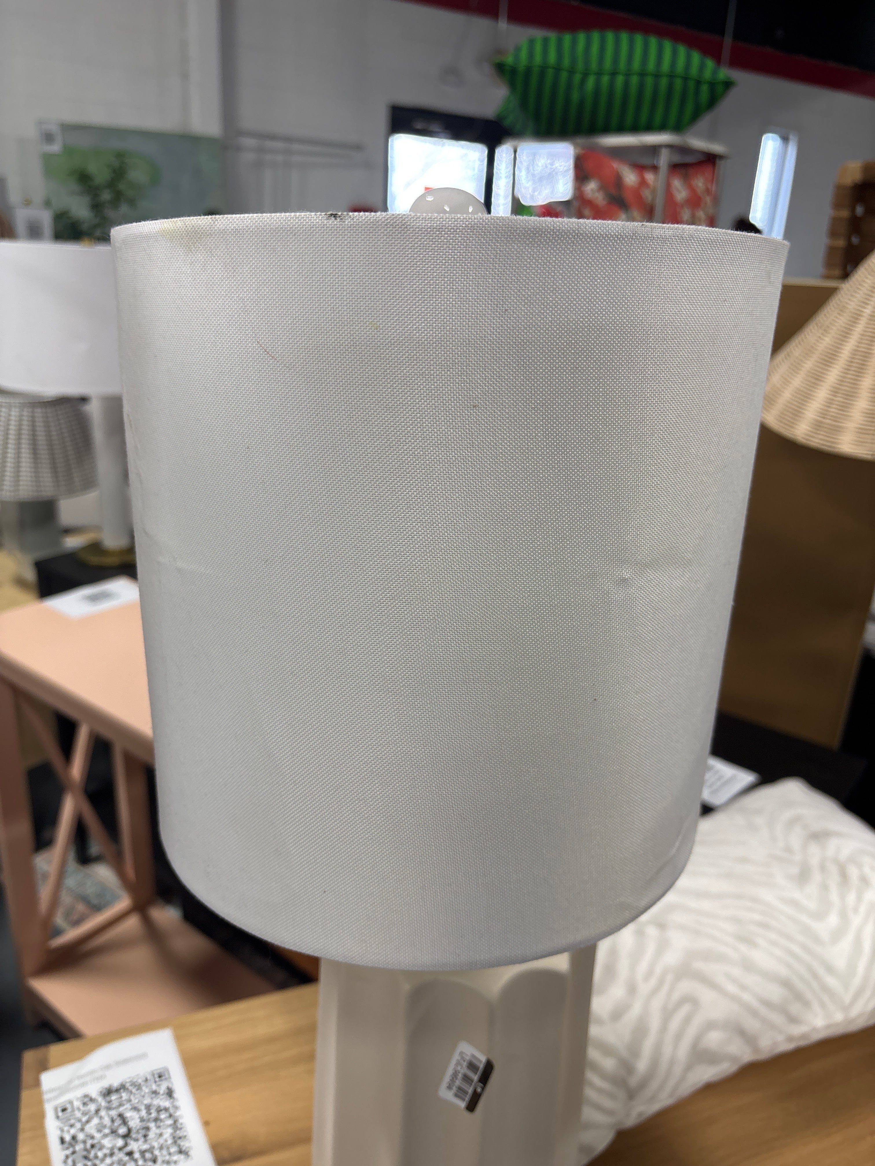 24.75"x13" Ribbed Ceramic Table Lamp Cream SHOWROOM ITEM