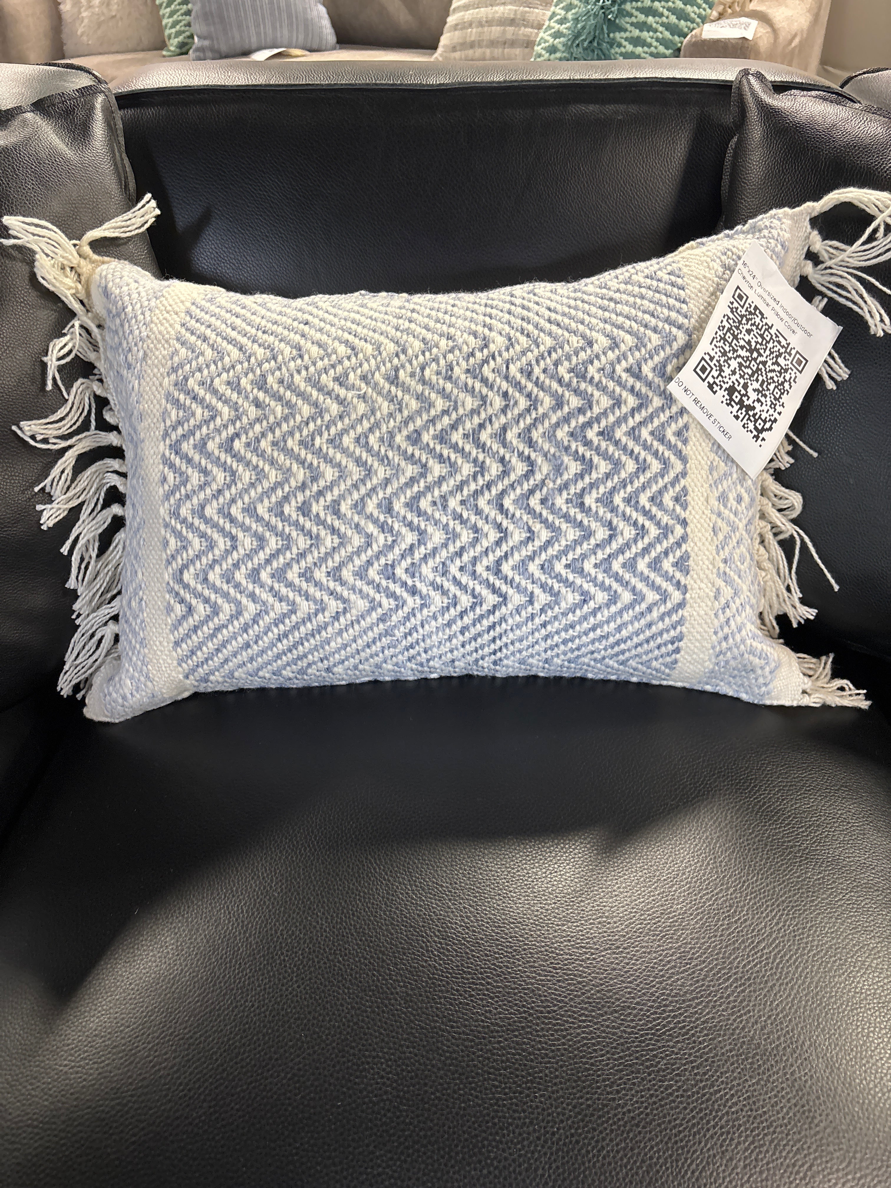 16"x24" Oversized Indoor/Outdoor Chevron Lumbar Pillow Cover SHOWROOM ITEM