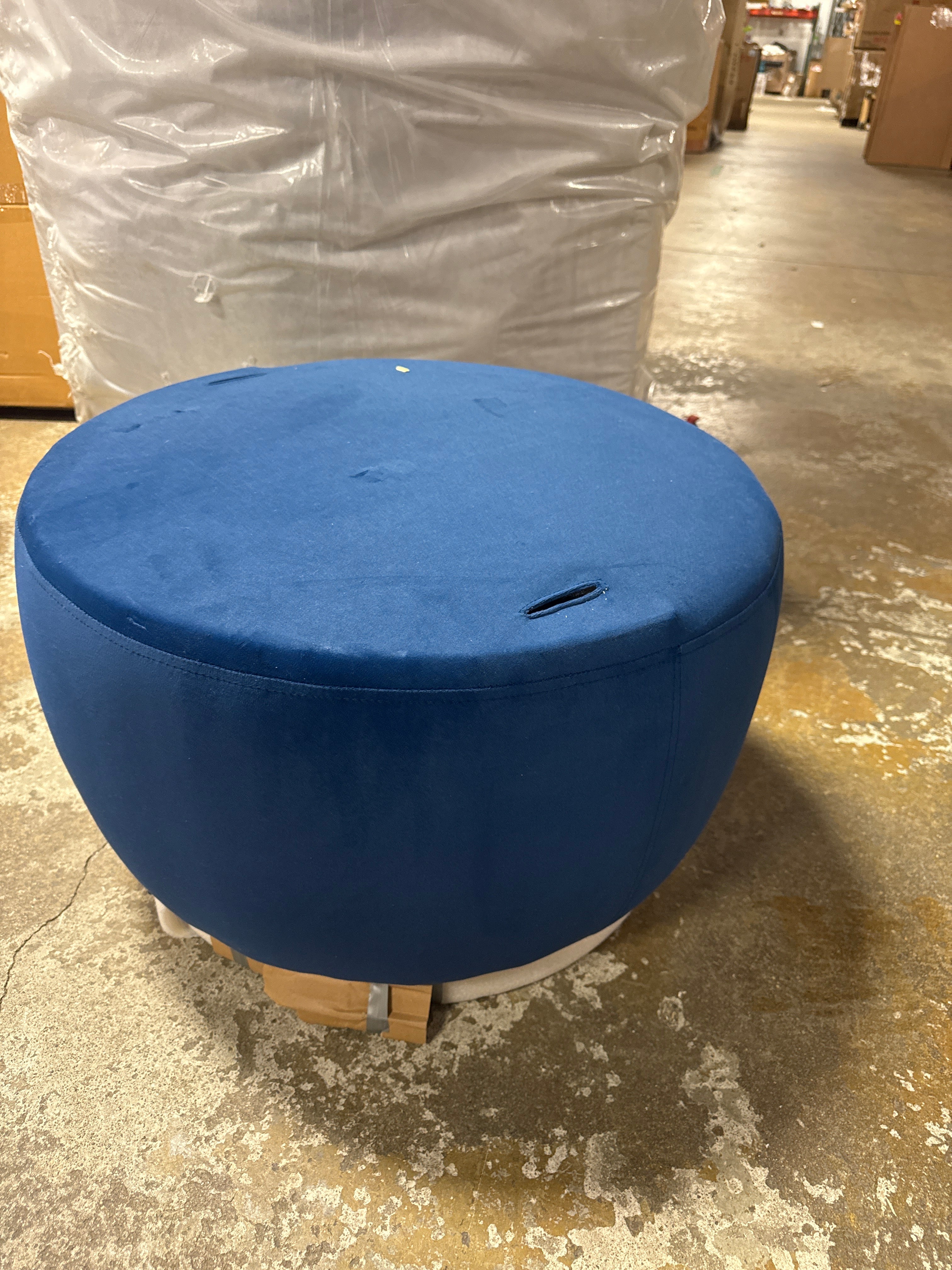 Velvet Upholstered Round Swivel Velvet Ottoman