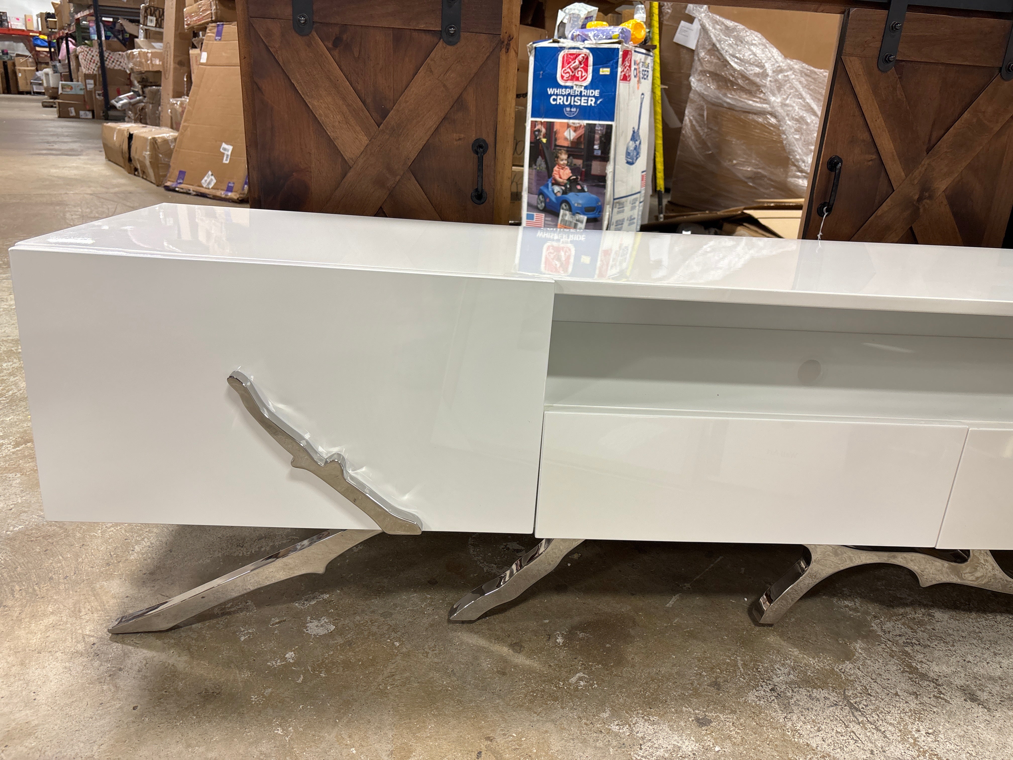 Modrest Legend 87" Wide Modern White TV Stand SHOWROOM ITEM