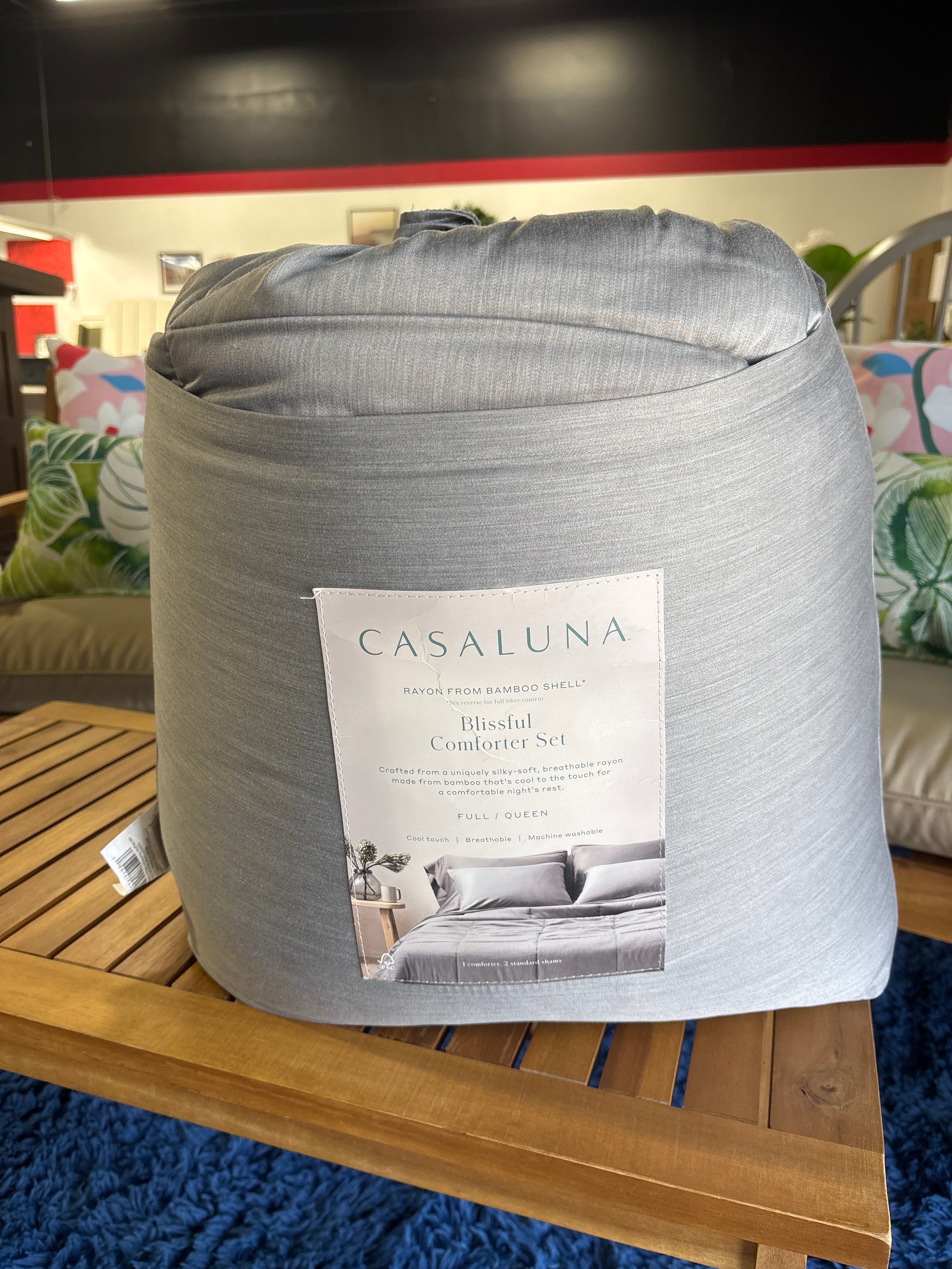 (Full/Queen) Rayon from Bamboo Comforter Set - Dark Grey SHOWROOM ITEM