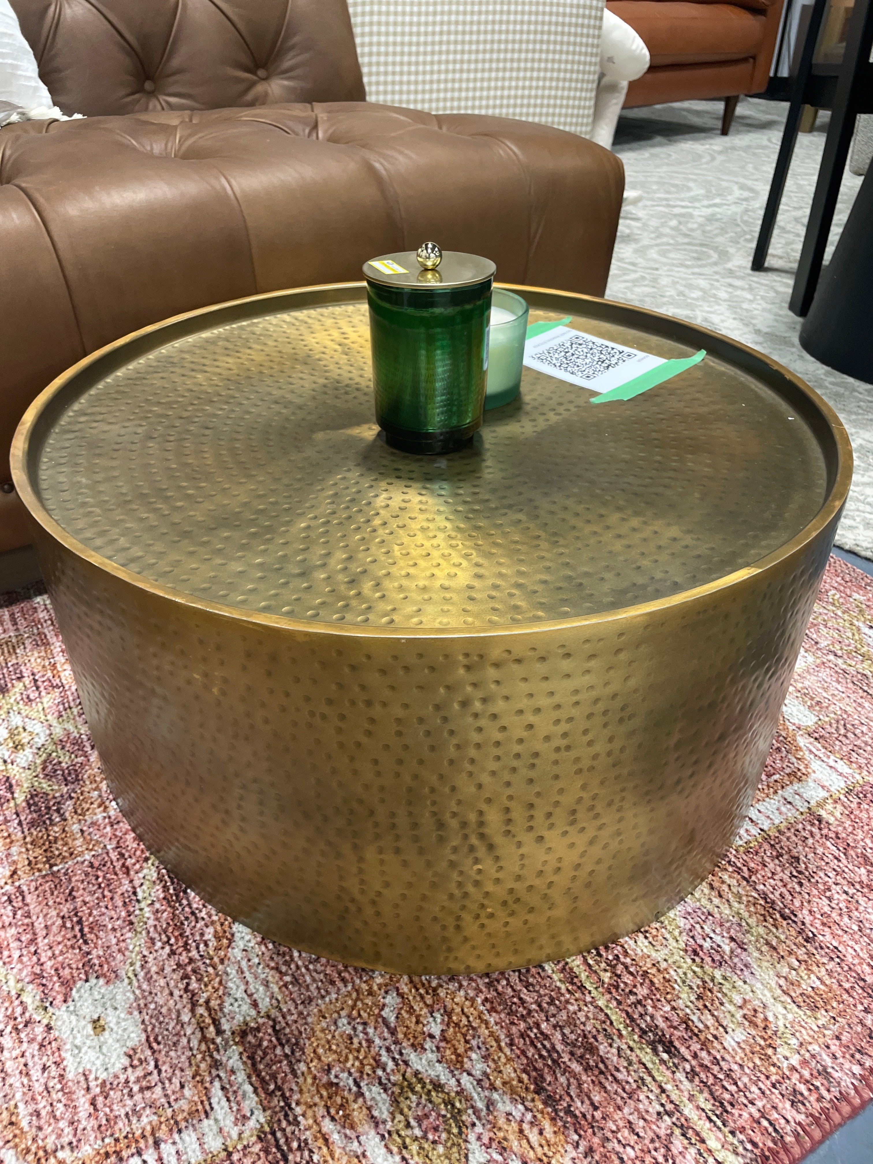 Manila Round Hammered Drum Coffee Table - SHOWROOM ITEM