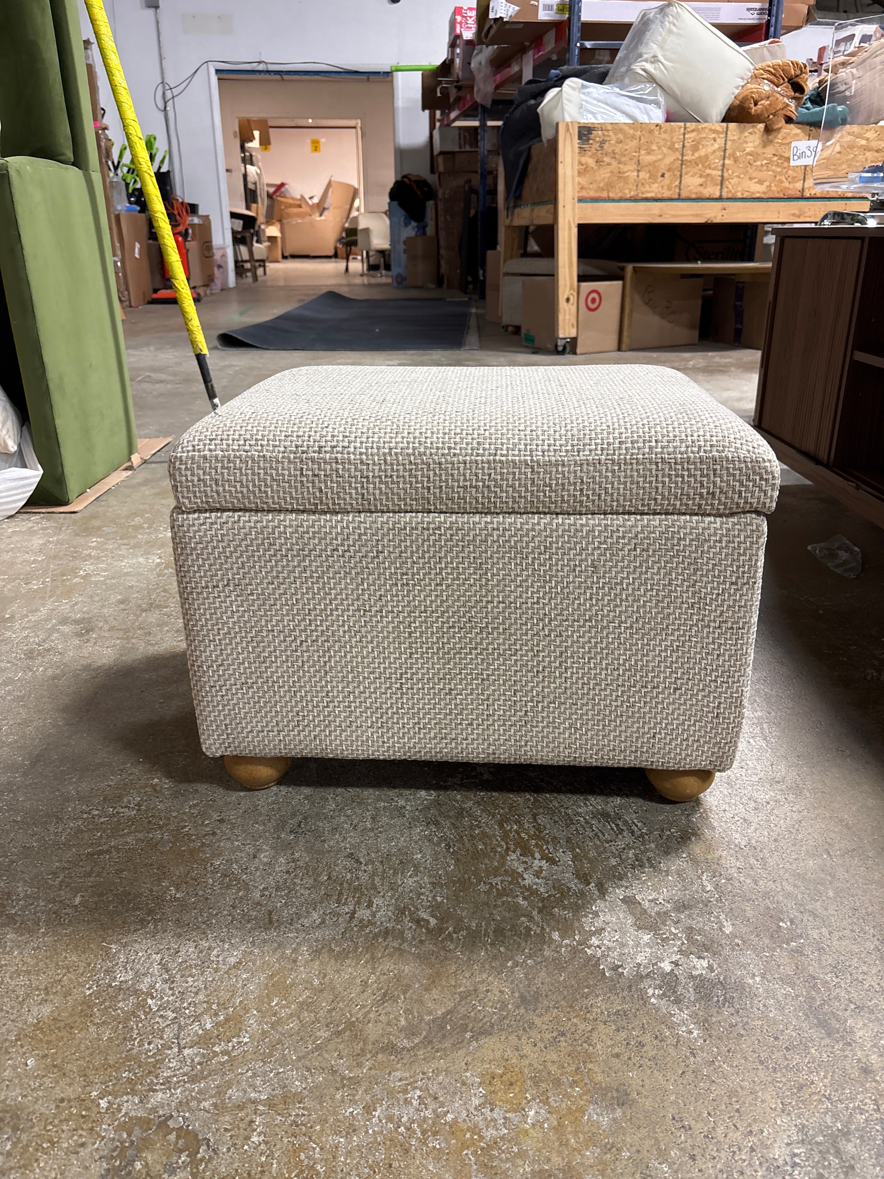 Upholstered Storage Ottoman - Natural/Brown SHOWROOM ITEM