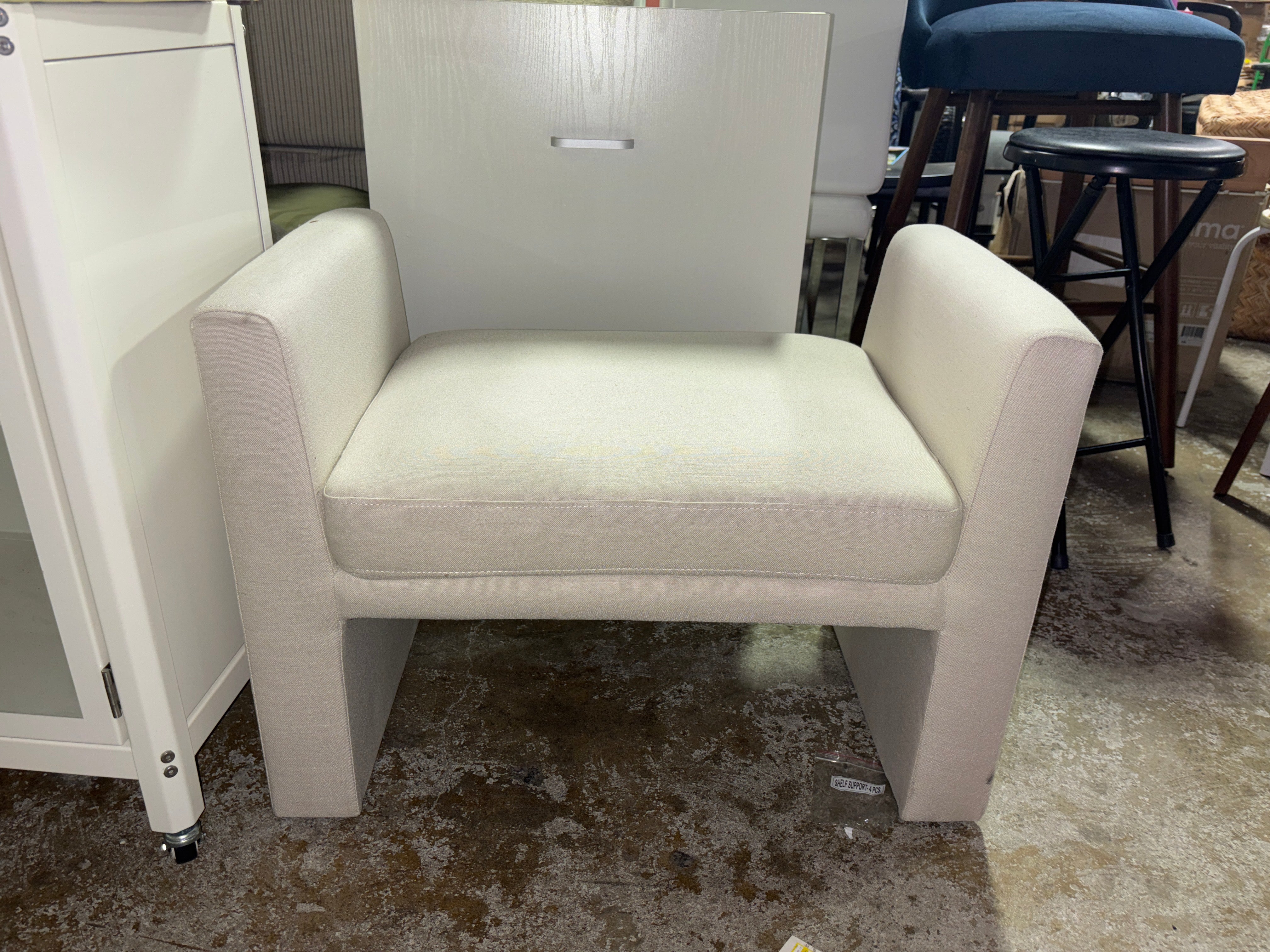 Vernon Ottoman - Linen SHOWROOM ITEM