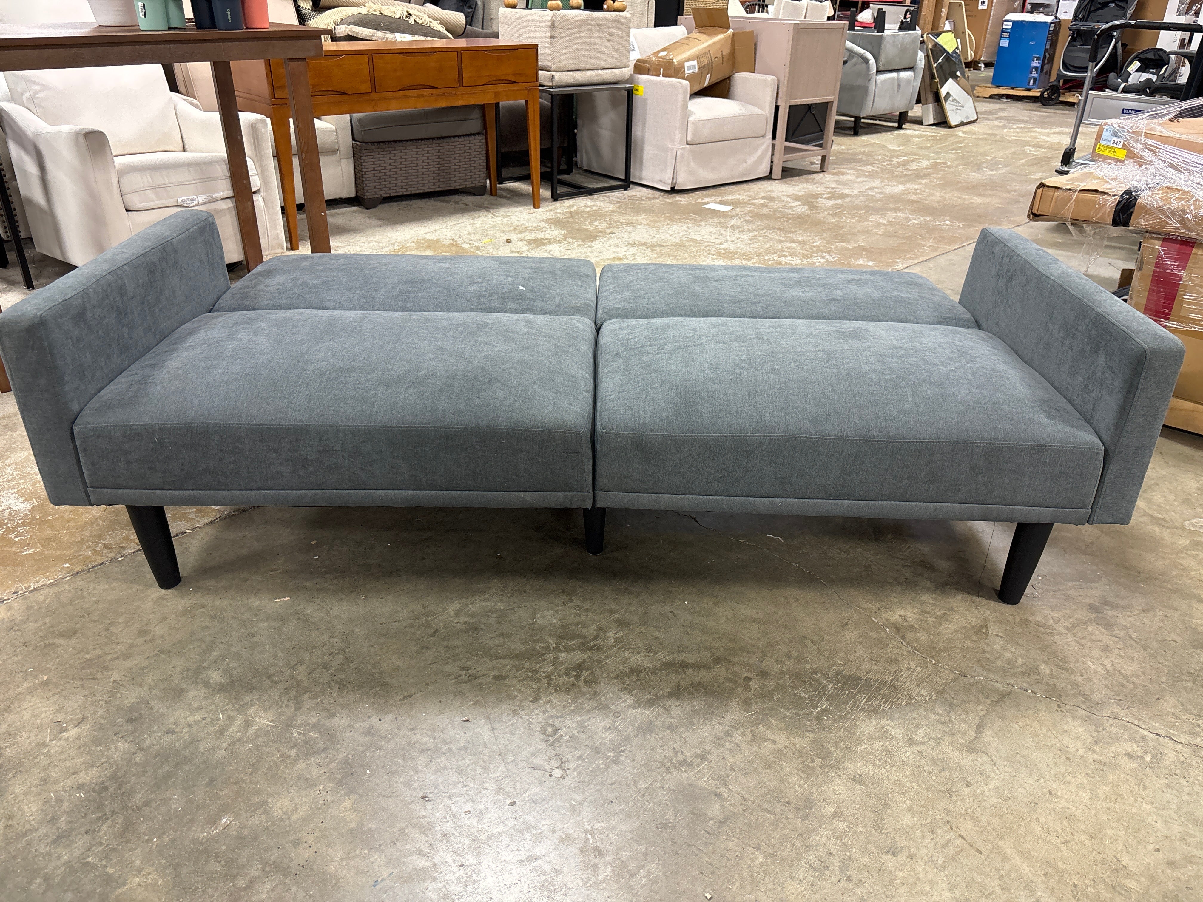 78" Split-back Futon Sofa with Arms - Charcoal Gray SHOWROOM ITEM