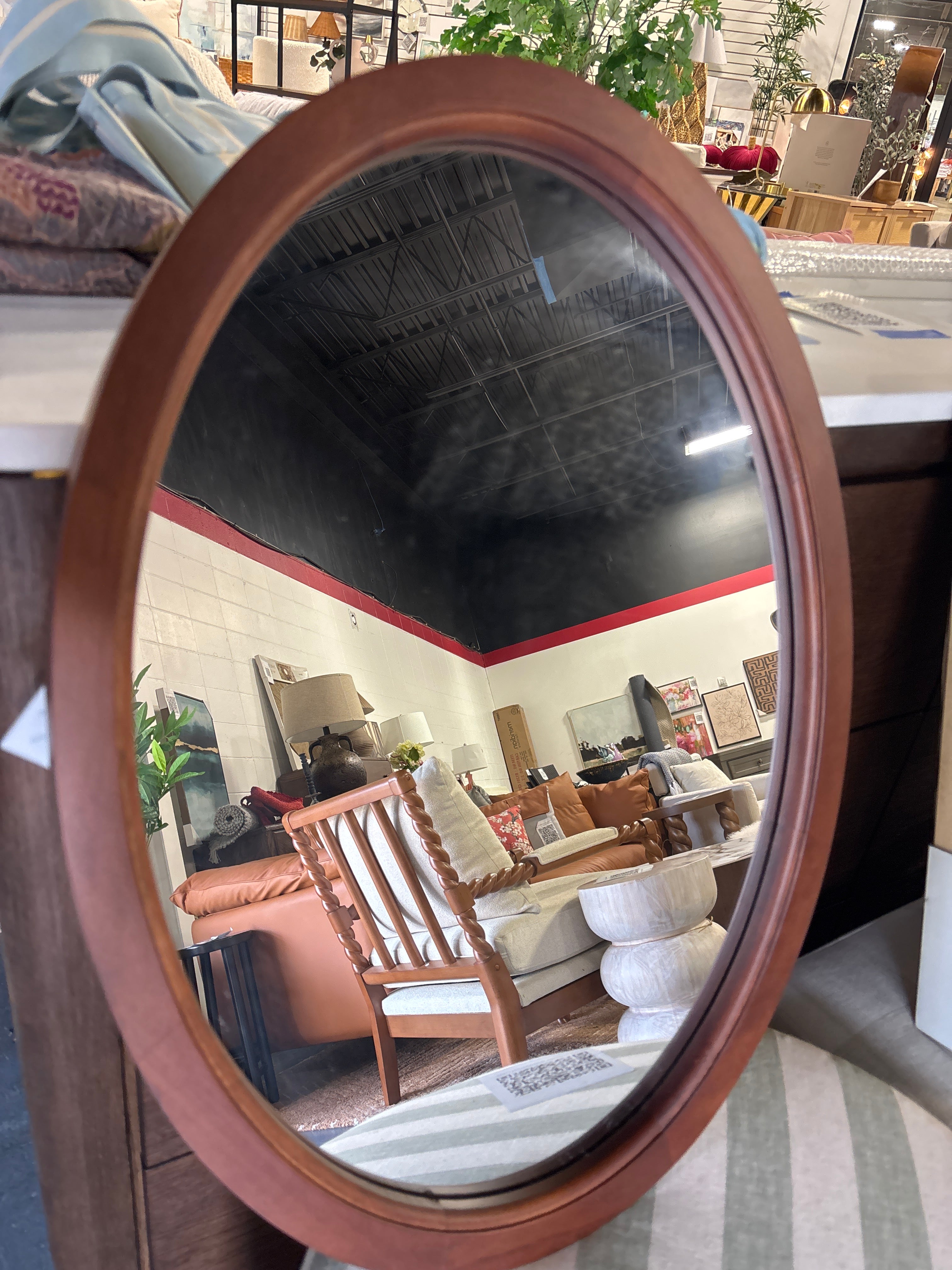 18"x24" Hogan Oval Framed Wall Mirror - Walnut Brown SHOWROOM ITEM