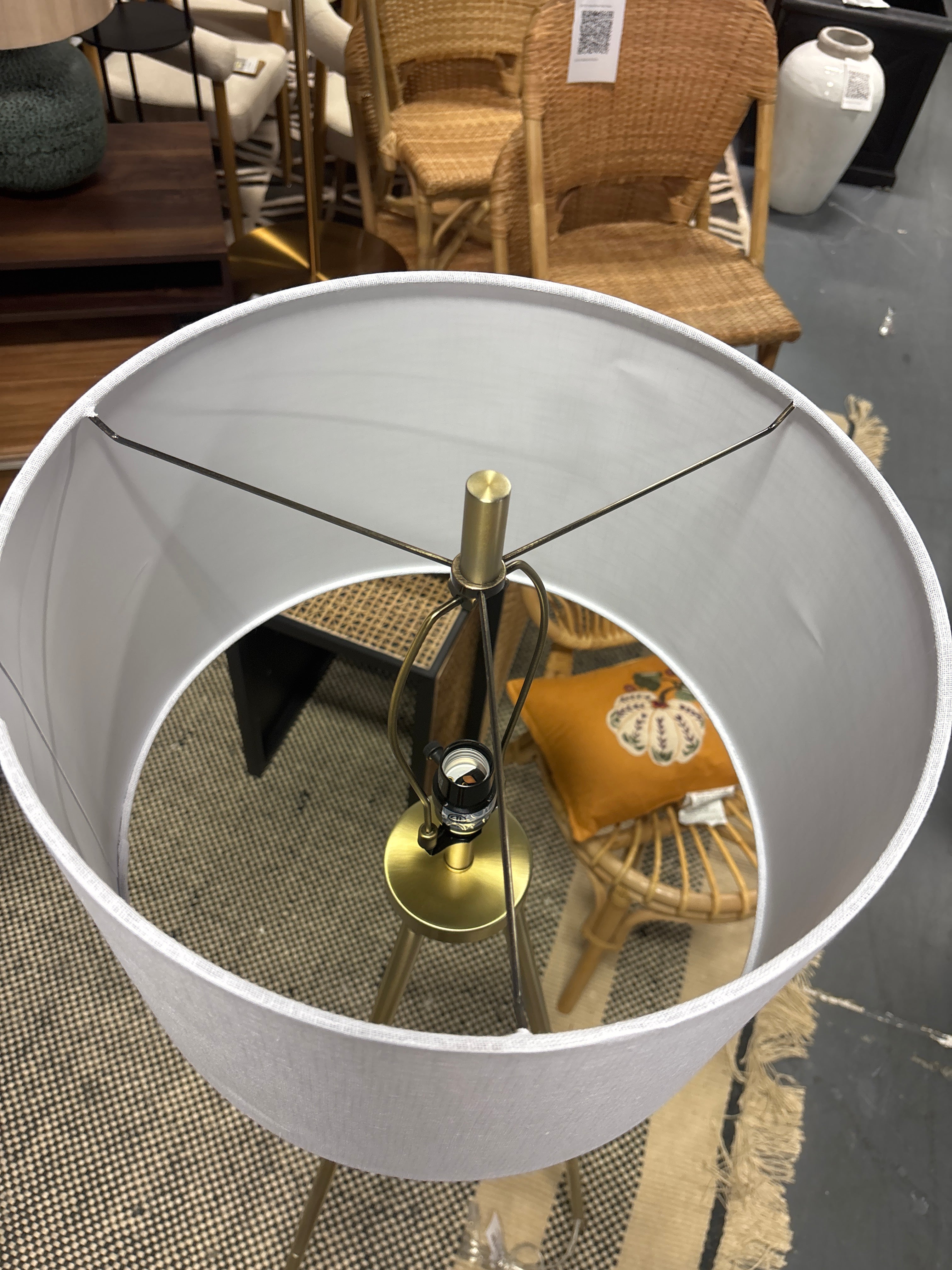 60" x17.5" Ellis Tripod Floor Lamp - Brass SHOWROOM ITEM