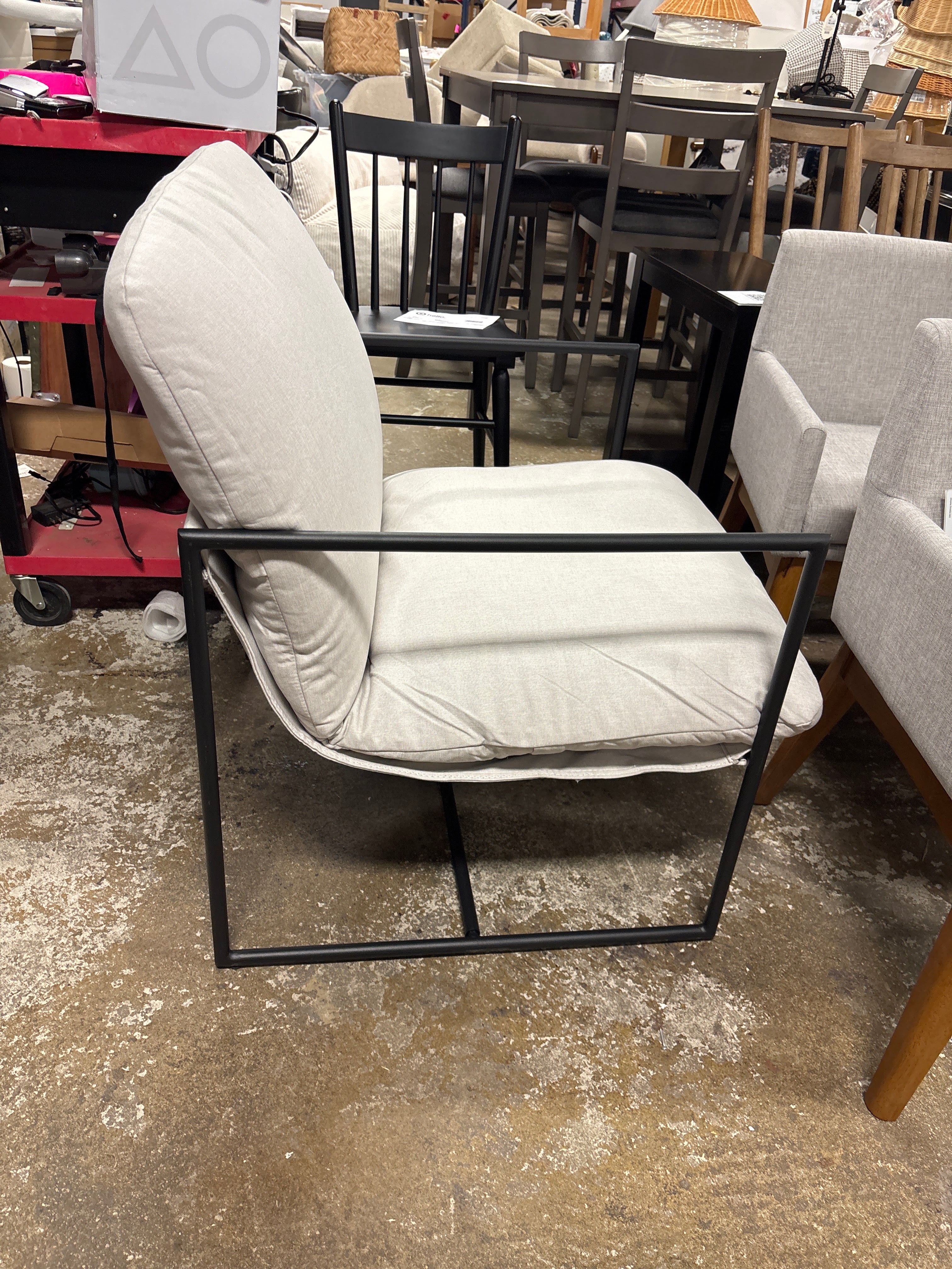 Metal Framed Sling Chair - Off White SHOWROOM ITEM