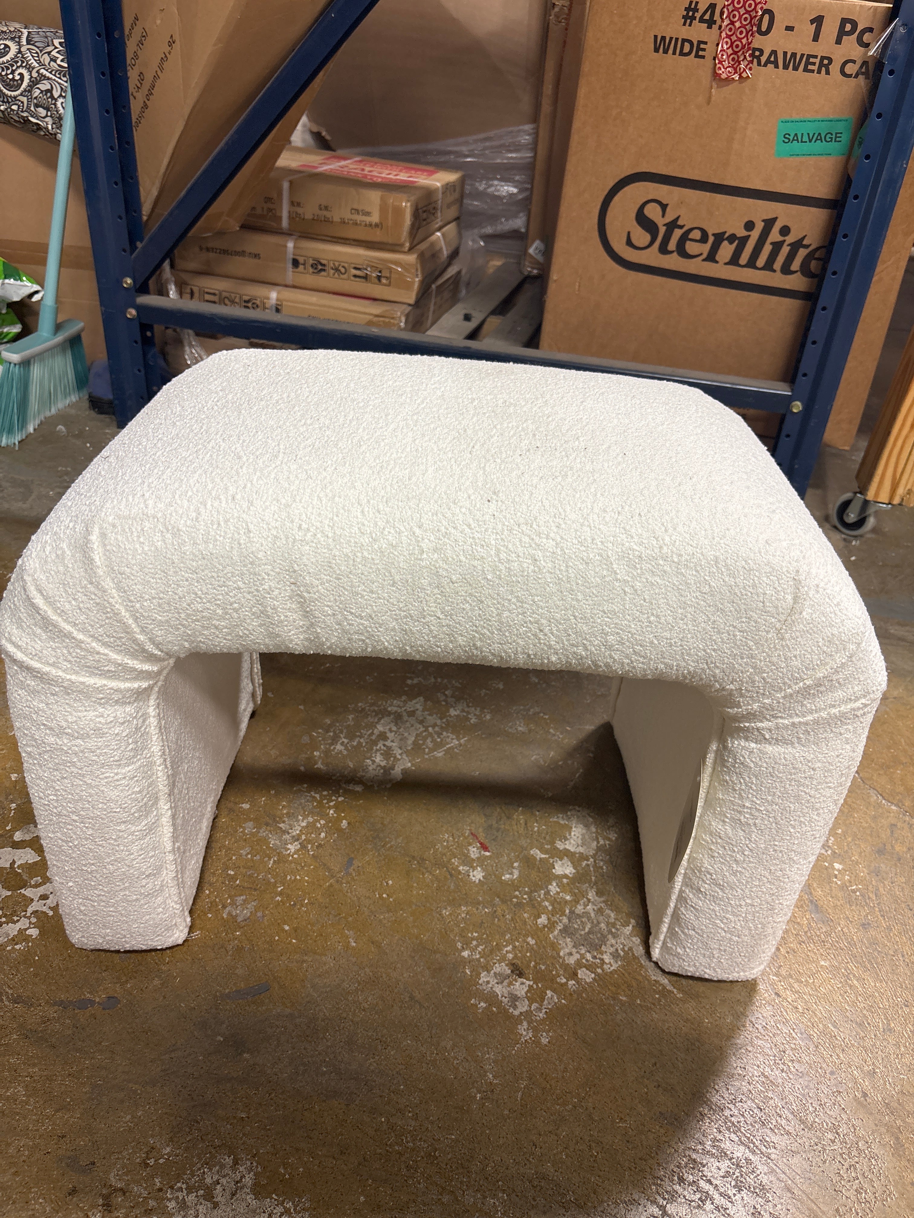 Cicely Waterfall Ottoman - Cream Boucle SHOWROOM ITEM