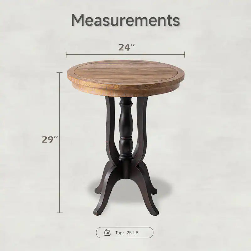 Rustic Farmhouse End Table, Natural Top Side Table