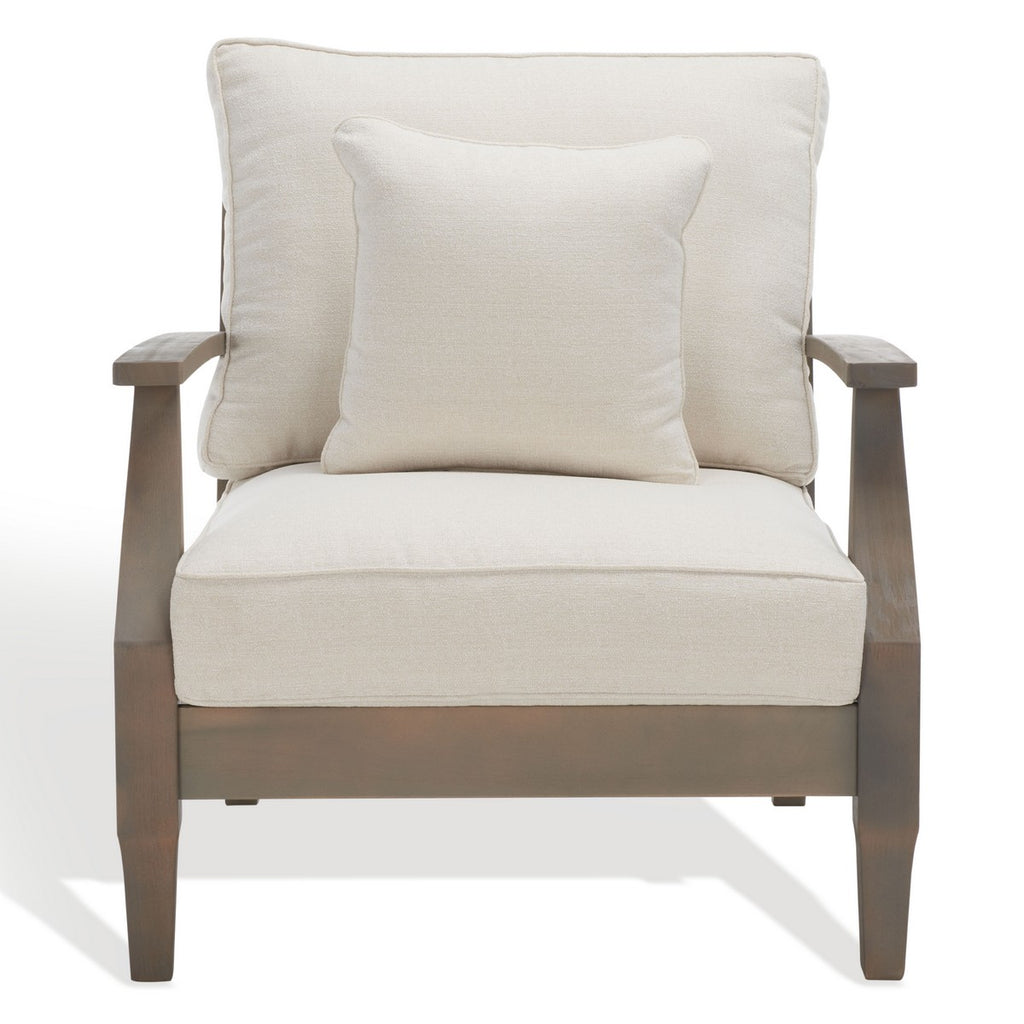 Martinique Wood Patio Armchair - Light Grey Natural / Beige