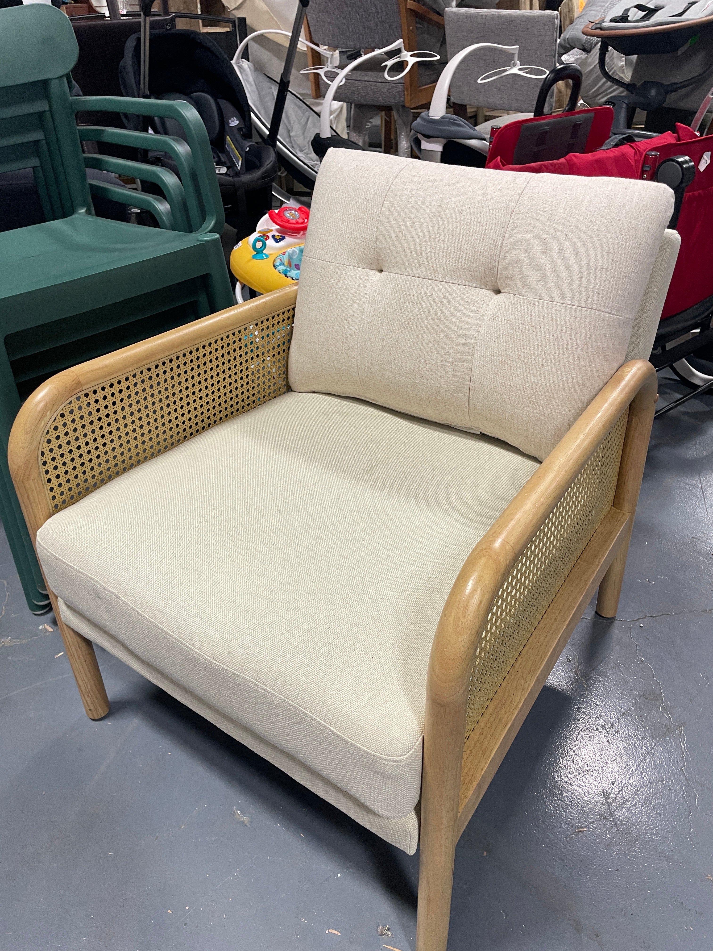 Cane Accent Chair Cream