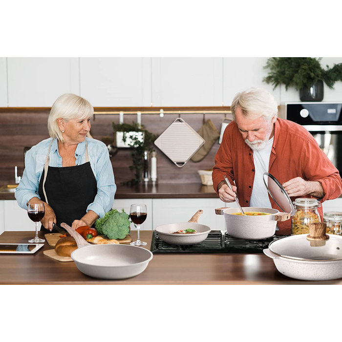 11 Pieces Pots and Pans Non Stick Pan White Pot Sets Nonstick Cookware Sets w/ Grill Pan