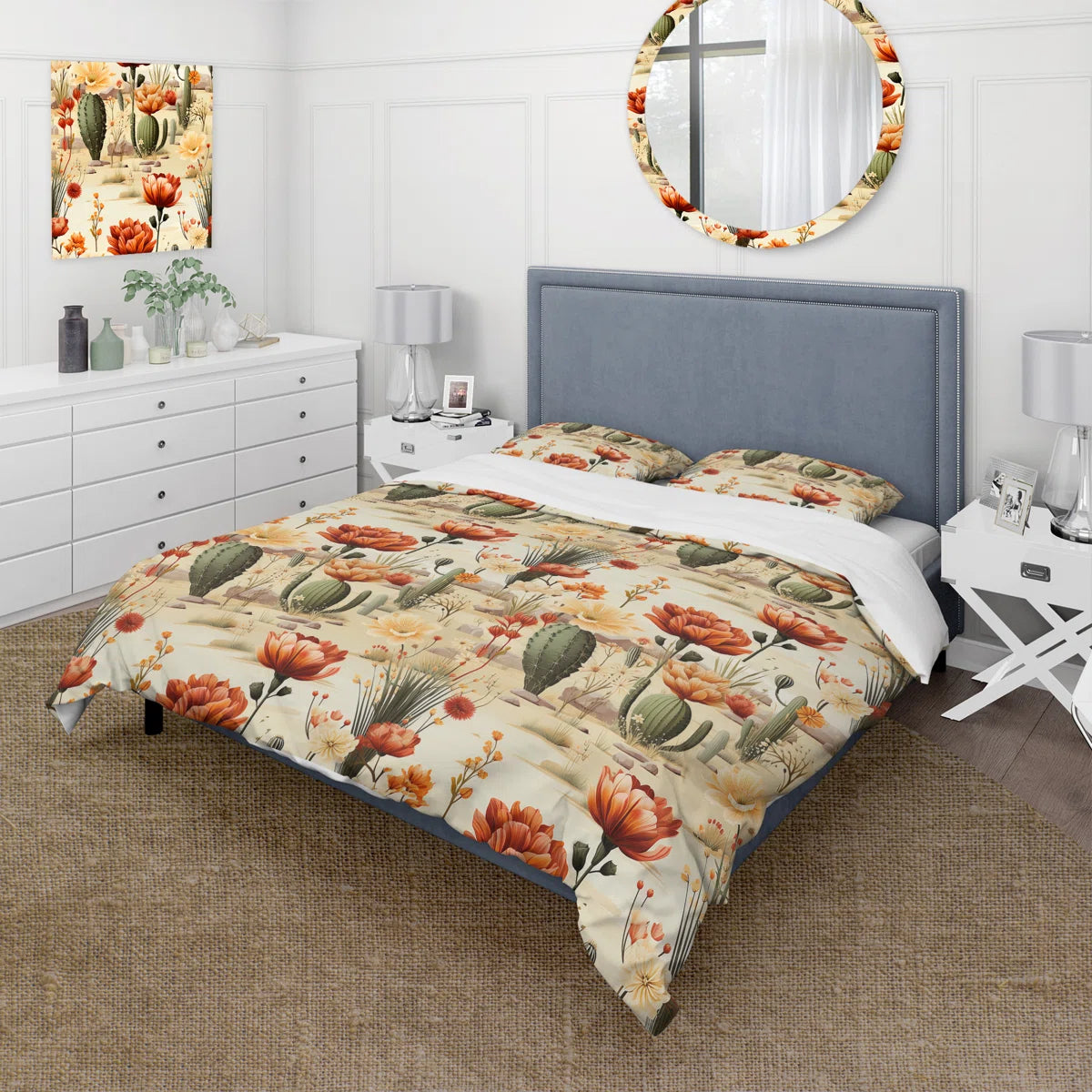 Cactus Desert Dreams Boho Pattern - Floral Duvet Cover Set King