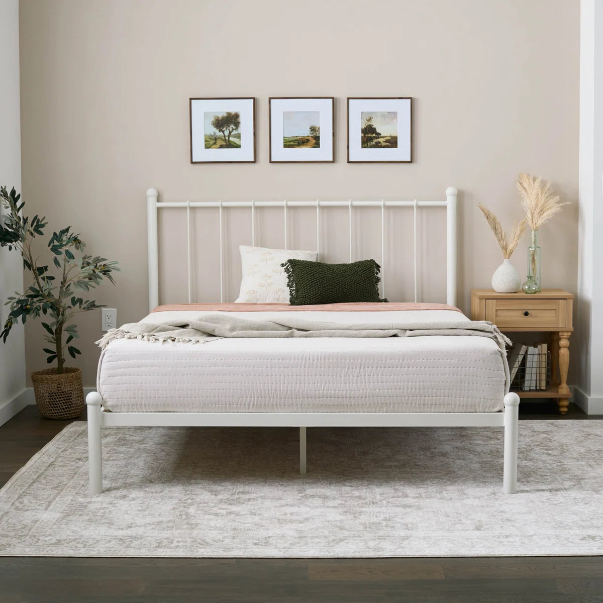 Calista Metal Slat Headboard Bed - Full/Double