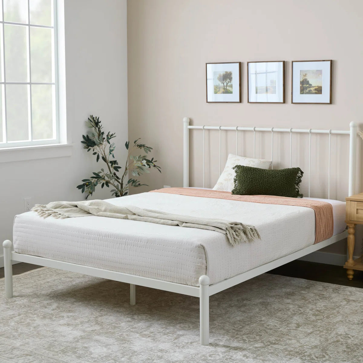 Calista Metal Slat Headboard Bed - Full/Double