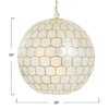 Capiz Seashells Honeycomb Globe Pendant Light  - Gold