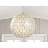 Capiz Seashells Honeycomb Globe Pendant Light  - Gold