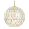 Capiz Seashells Honeycomb Globe Pendant Light  - Gold