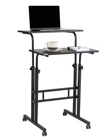 Mind Reader Mobile Adjustable Sit/Stand Desk, Black