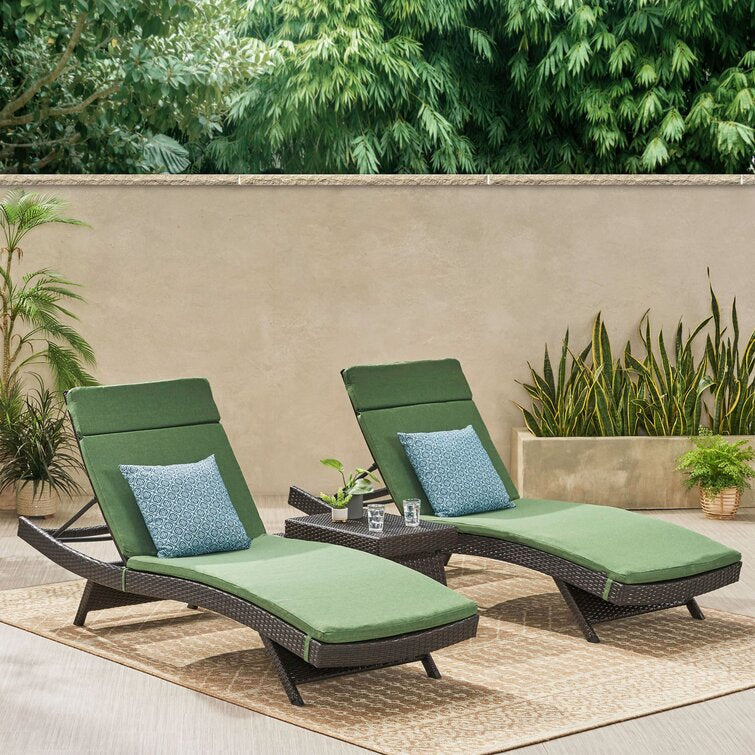 SET OF 2 Jungle Green Cara IndoorOutdoor Chaise Lounge Cushions