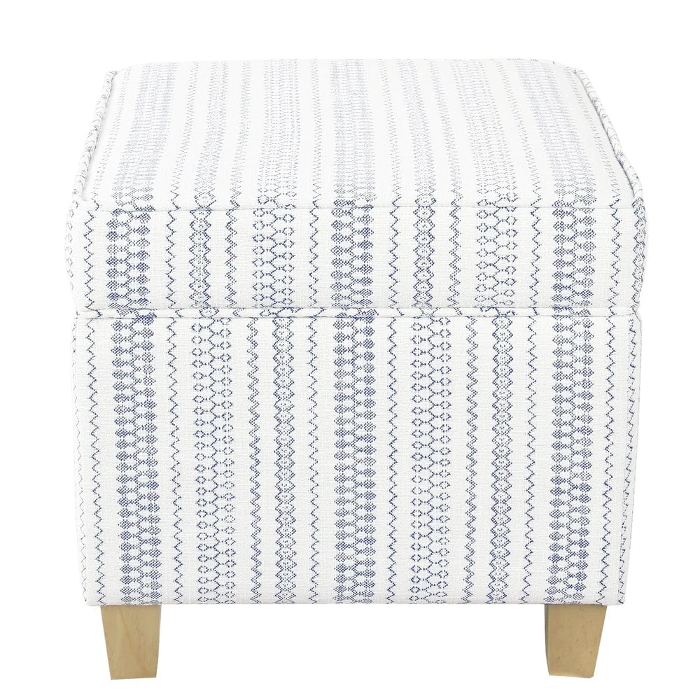 Birkerod Square Lift-off Storage Ottoman - Blue and White Stripe