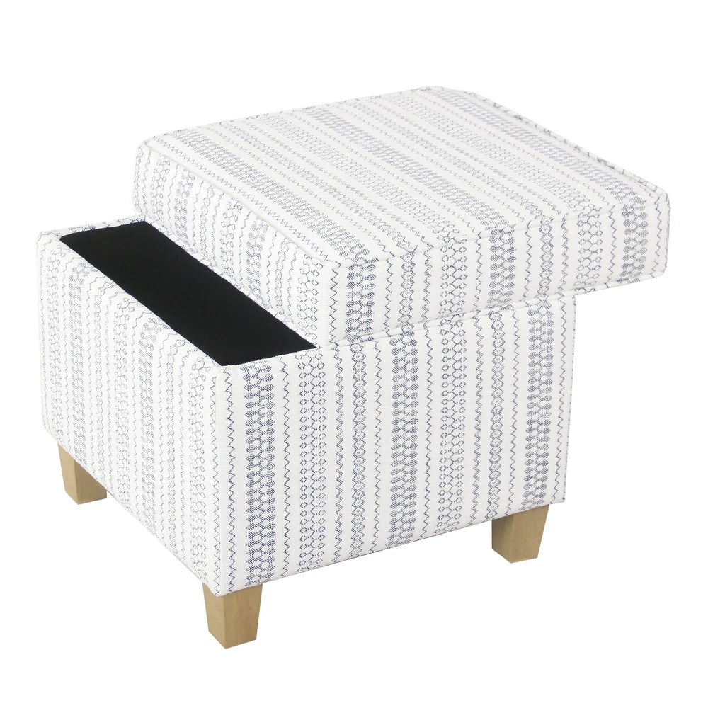 Birkerod Square Lift-off Storage Ottoman - Blue and White Stripe