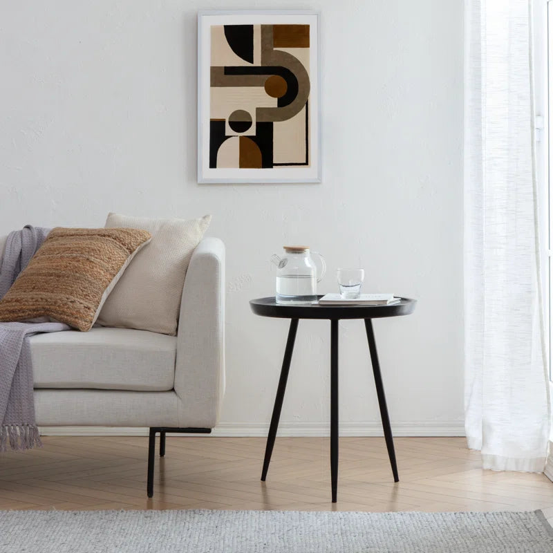 Black Castiglia Solid Wood 3 Legs End Table
