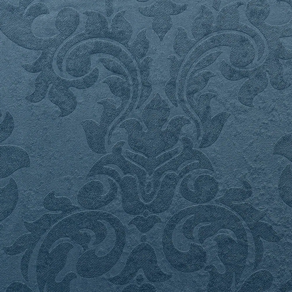 Embossed Damask Room Darkening Window Curtain Panel Pair (Set of 2) - Blue