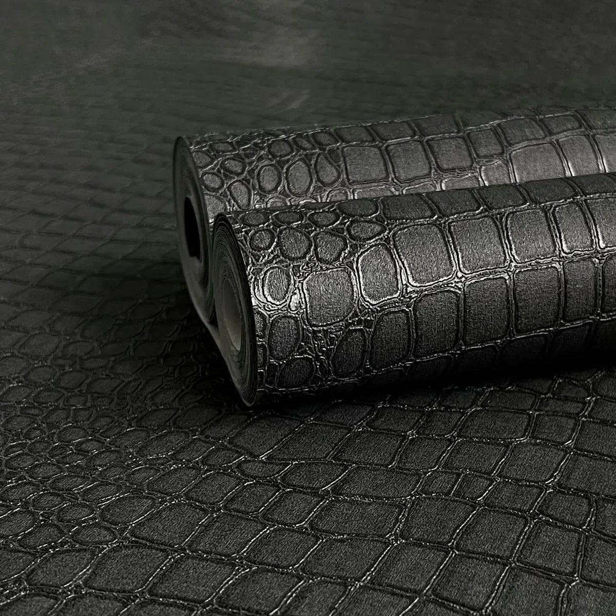 Charcoal Black Textured Wallpaper Non-Pasted Embossed Paper Decor 3D