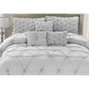 7-piece Elegant Pleated Designer Comforter Set - Grey - Queen
