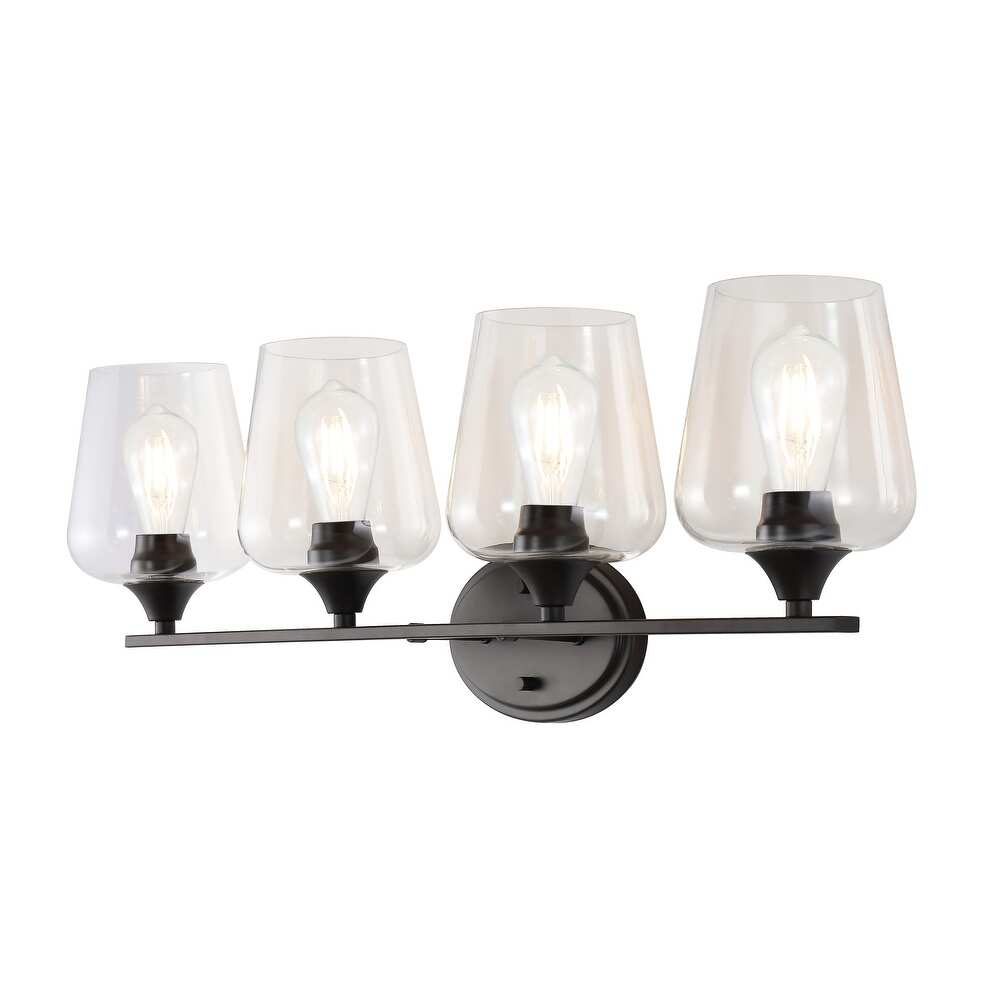 Clara Iron/Seeded Glass Cottage Rustic LED Vanity Light- 4-Light