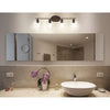 Clara Iron/Seeded Glass Cottage Rustic LED Vanity Light- 4-Light
