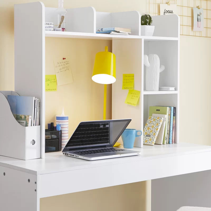 White Classic Desk Bookshelf Marble Gray