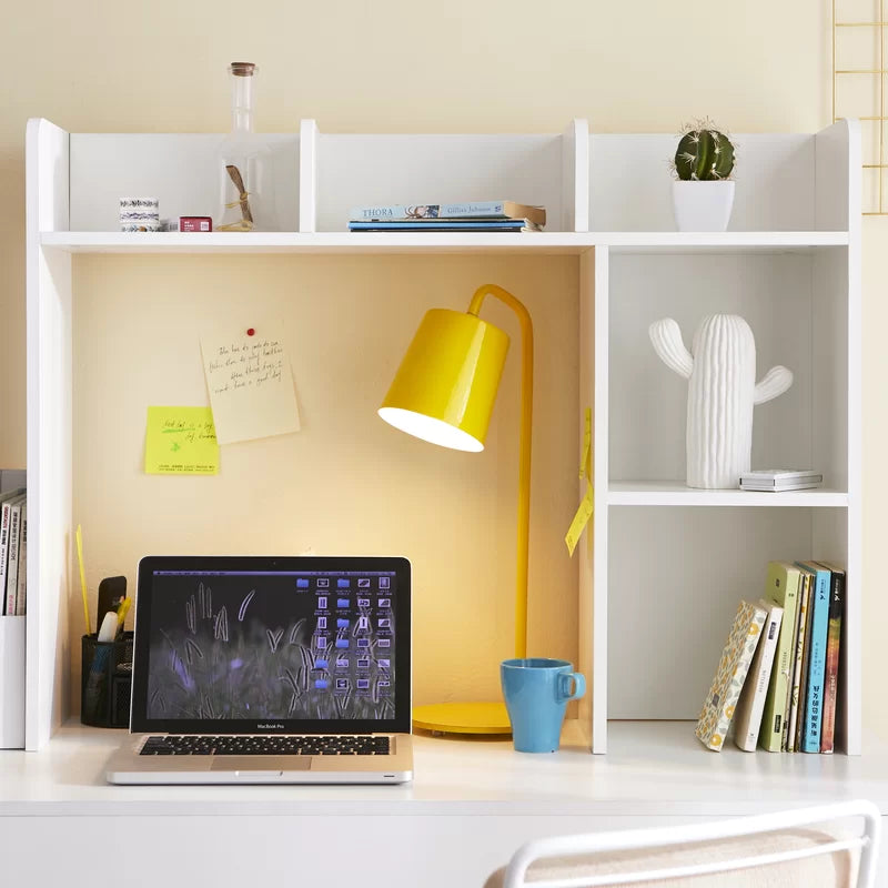 White Classic Desk Bookshelf Marble Gray