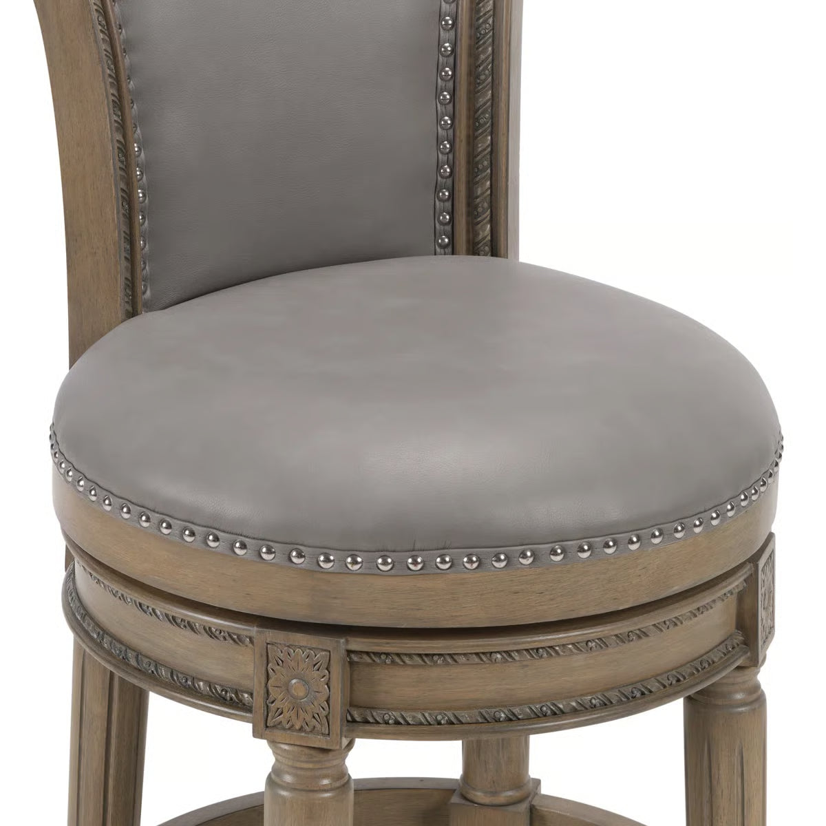 Classic Upholstered Bar Stools With Wooden Frame And Nailhead Trim
