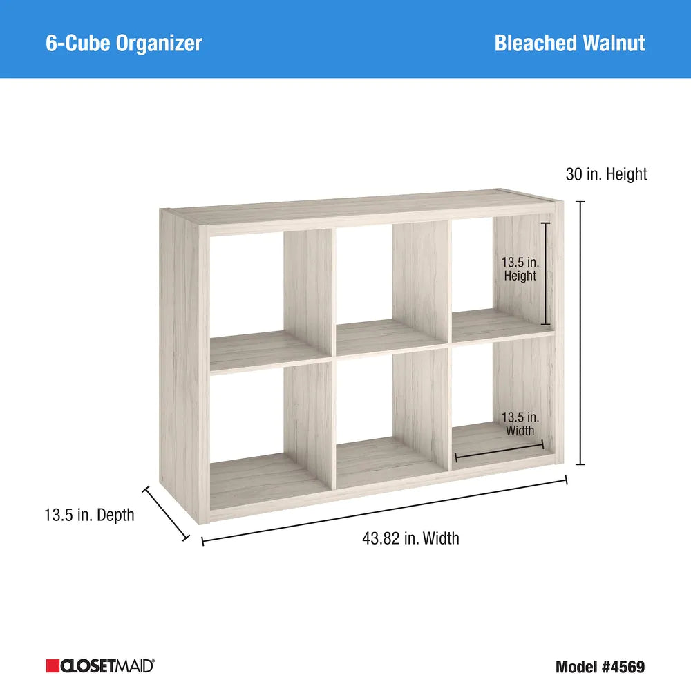 6-Cube Decorative Storage Organizer - Bleached Walnut