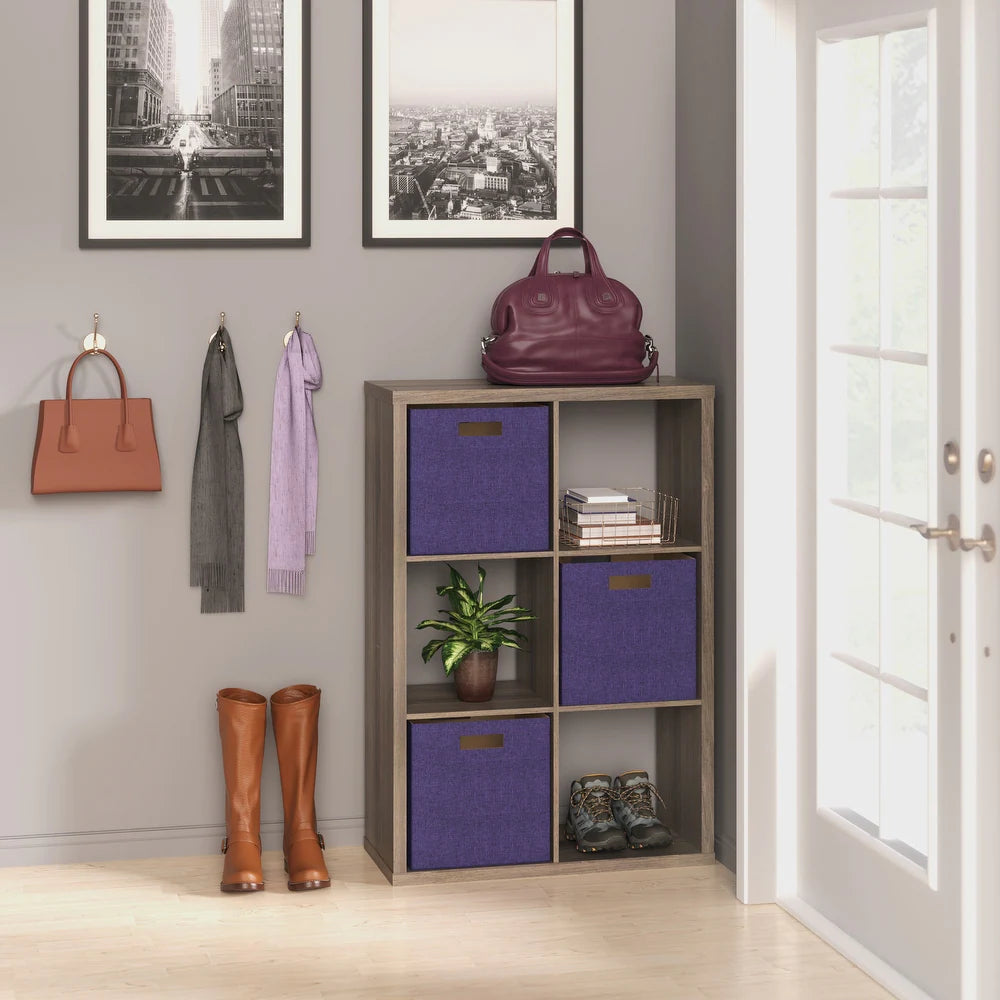 6-Cube Decorative Storage Organizer - Bleached Walnut