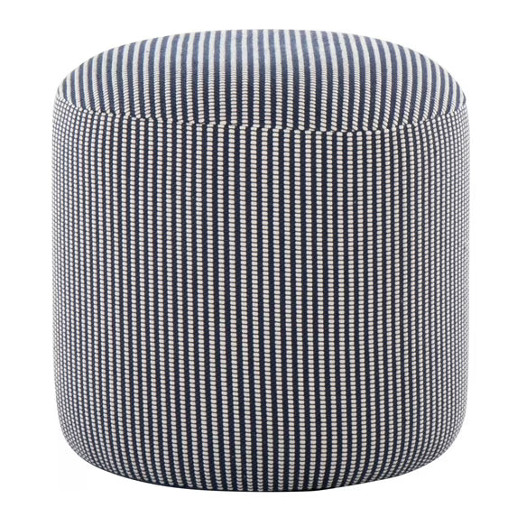 CoSoTower Round Pouf in Knitted Blue and White Fabric by Lumisource - SHOWROOM ITEM 