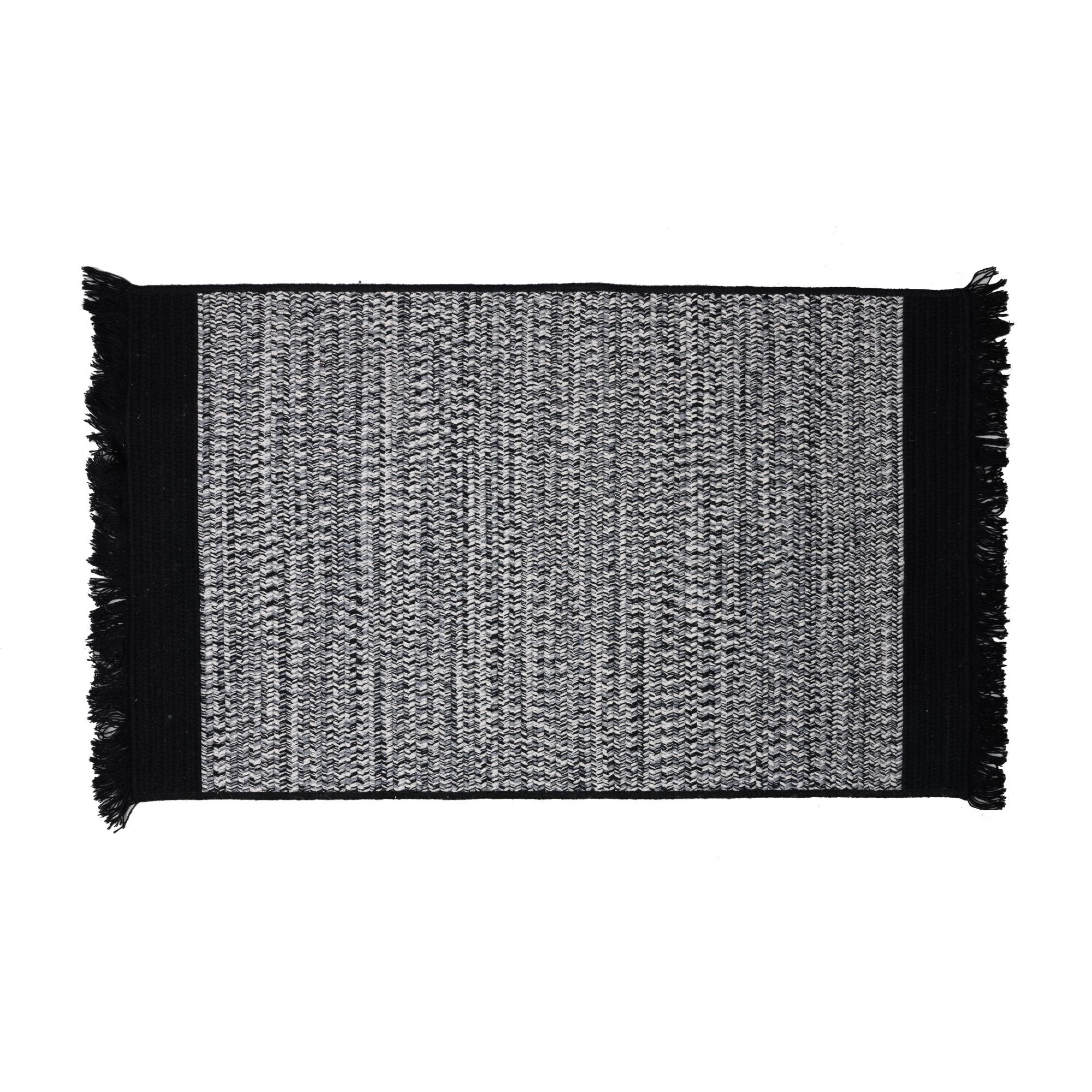 Black and White Tweed All Purpose Handcrafted Reversible Rectangular Area