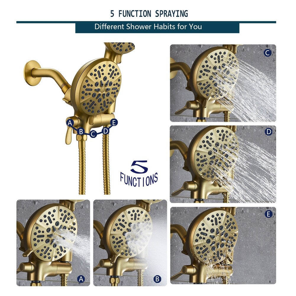 Complete Shower System with Tub Shower Faucet Set Head Matte Black - Gold