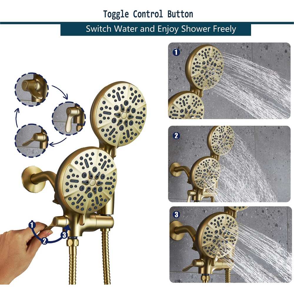 Complete Shower System with Tub Shower Faucet Set Head Matte Black - Gold