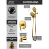 Complete Shower System with Tub Shower Faucet Set Head Matte Black - Gold