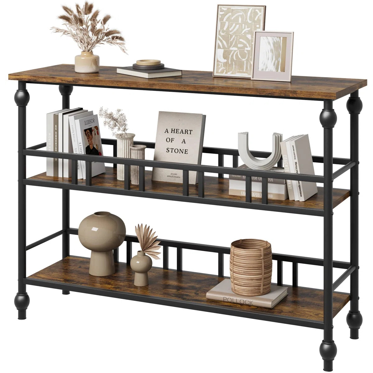 3-Tier Narrow Entryway Table With Storage - Brown SHOWROOM ITEM