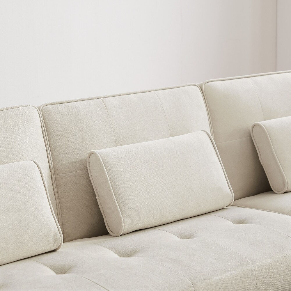 Ivory Armless Sofa with 3 pillows