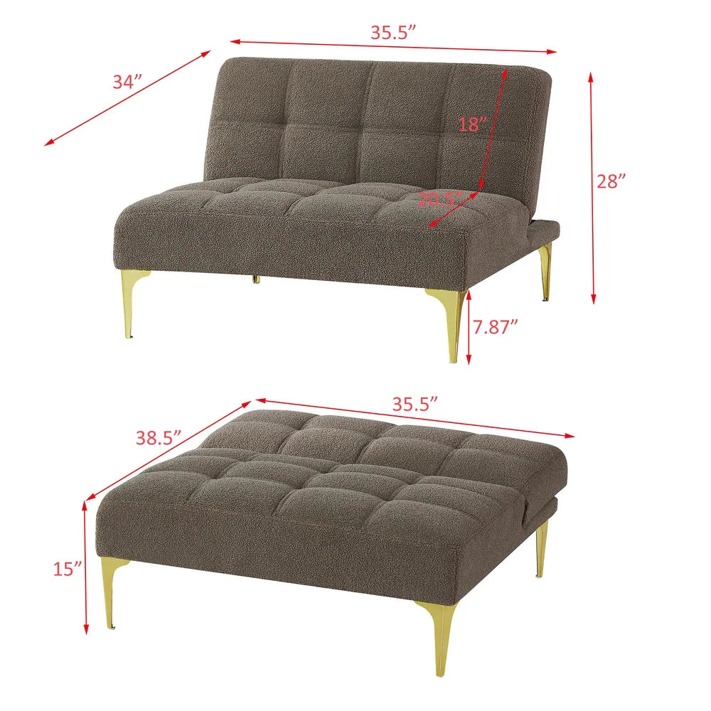 Convertible Teddy Fabric Sofa Bed Futon